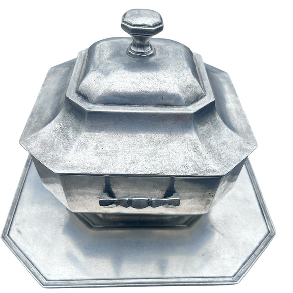 MARINONI Arte Italica Pewter Soup Tureen Tray Mid Century Modern Italy - Picture 3 of 9